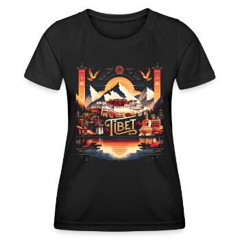 Tibet Lhasa Buddhistischer Tempel - Frauen Funktions-T-Shirt - Schwarz - Vorne - AI Model Female 172 light (172cm)