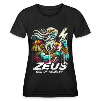 Zeus, dieu grec du tonnerre - T-shirt sport Femme - noir - Devant - AI Model Female 172 light (172cm)
