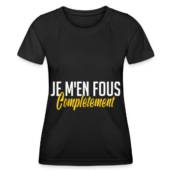 je m en fous totalement royalement complètement - T-shirt sport Femme - noir - Devant - AI Model Female 172 light (172cm)