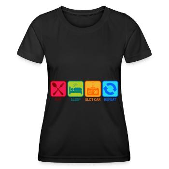 Sloth Car Racing Slotcar RC Spruch Lustig Witzig - Frauen Funktions-T-Shirt - Schwarz - Vorne - AI Model Female 172 light (172cm)