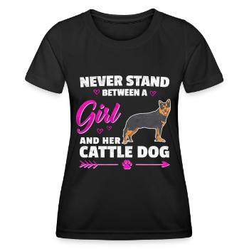 Une fille et son chien de bétail australien disant - T-shirt sport Femme - noir - Devant - AI Model Female 172 light (172cm)