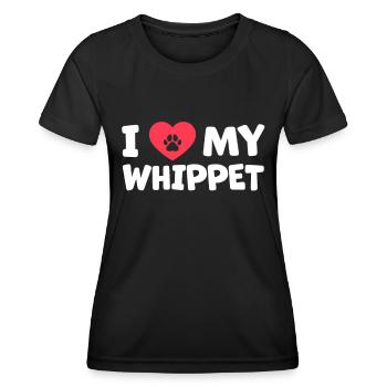 J'adore mon cadeau Whippet British Greyhound - T-shirt sport Femme - noir - Devant - AI Model Female 172 light (172cm)