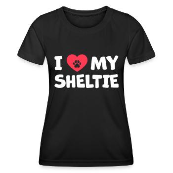 I love my Shetland Sheepdog Sheltie gift - Women's Functional T-Shirt - black - Front - AI Model Female 172 light (172cm)