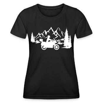 Reisemotorrad Berge Frau Tourer Reiseenduro Berg - Frauen Funktions-T-Shirt - Schwarz - Vorne - AI Model Female 172 light (172cm)