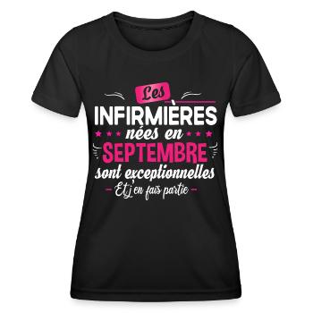 Infirmière septembre cadeau d'anniversaire - T-shirt sport Femme - noir - Devant - AI Model Female 172 light (172cm)