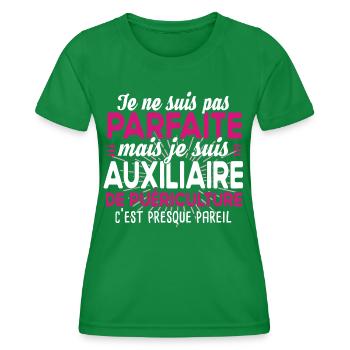 Auxiliaire de puériculture Puéricultrice Métier - T-shirt sport Femme - vert - Devant - AI Model Female 172 dark (172cm)