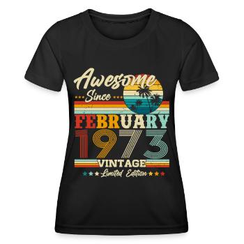 February 1973 Born birthday Retro - Women's Functional T-Shirt - black - Front - AI Model Female 172 light (172cm)