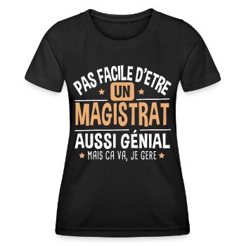 Magistrat génial. Cadeau juge tribunal loi justice - T-shirt sport Femme - noir - Devant - AI Model Female 172 light (172cm)