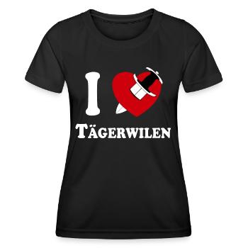 I Love Tägerwilen (weiss mit Dolch durch Herz) - Frauen Funktions-T-Shirt - Schwarz - Vorne - AI Model Female 172 light (172cm)