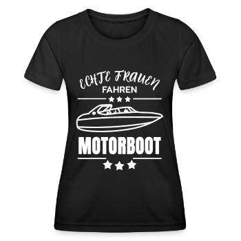 Motorboot - Frauen Funktions-T-Shirt - Schwarz - Vorne - AI Model Female 172 light (172cm)