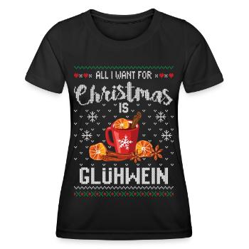 Ugly christmas mulled wine christmas funny - Women's Functional T-Shirt - black - Front - AI Model Female 172 light (172cm)
