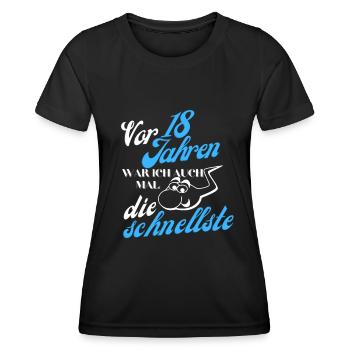 Vor 18 Jahren war ich die schnellste Geburtstag - Frauen Funktions-T-Shirt - Schwarz - Vorne - AI Model Female 172 light (172cm)