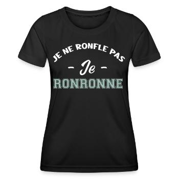 je ne ronfle pas je ronronne - T-shirt sport Femme - noir - Devant - AI Model Female 172 light (172cm)
