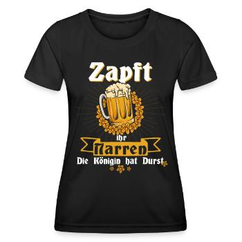 Zapft ihr Narren - Volksfest Bayern Bier saufen - Frauen Funktions-T-Shirt - Schwarz - Vorne - AI Model Female 172 light (172cm)