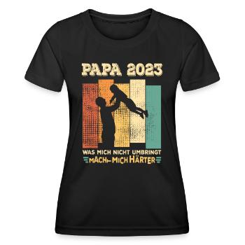 PAPA 2023 - Geburt Vater werden Dad Vaterschaft - Frauen Funktions-T-Shirt - Schwarz - Vorne - AI Model Female 172 light (172cm)