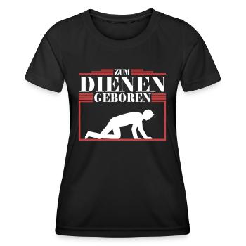 Diener - Femdom Dominanz Sklave BDSM Sub Devot - Frauen Funktions-T-Shirt - Schwarz - Vorne - AI Model Female 172 light (172cm)