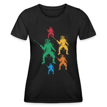 Fechter Fecht Fechtmeister Jungen Kinder Fechten - Frauen Funktions-T-Shirt - Schwarz - Vorne - AI Model Female 172 light (172cm)