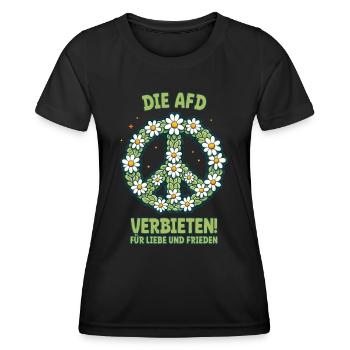 Sprüche gegen Rechts - AfD verbieten - Frauen Funktions-T-Shirt - Schwarz - Vorne - AI Model Female 172 light (172cm)