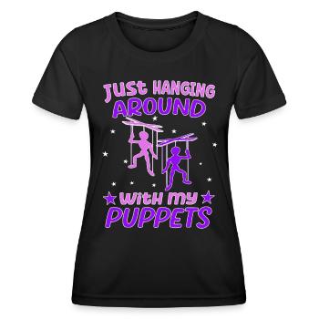 Scène de marionnettes pour marionnettes et spectacles de marionnettes - T-shirt sport Femme - noir - Devant - AI Model Female 172 light (172cm)