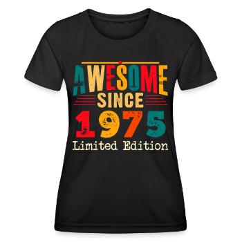 Génial depuis 1975 Anniversaire 50 ans - T-shirt sport Femme - noir - Devant - AI Model Female 172 light (172cm)