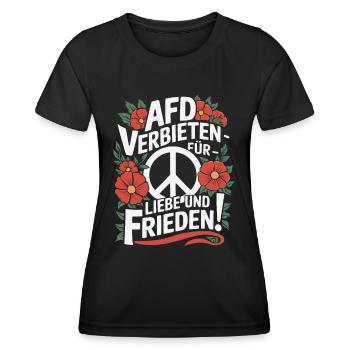 AFD Verbot jetzt! Nazis verbieten - Gegen Rechts - Frauen Funktions-T-Shirt - Schwarz - Vorne - AI Model Female 172 light (172cm)