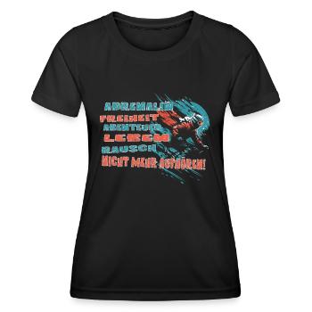 Ski fahren Adrenalin - Skifahrer im Rausch - Frauen Funktions-T-Shirt - Schwarz - Vorne - AI Model Female 172 light (172cm)