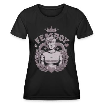 Femboy LGBTQIA+ Pride Queer Genderfluis Androgyne - T-shirt sport Femme - noir - Devant - AI Model Female 172 light (172cm)