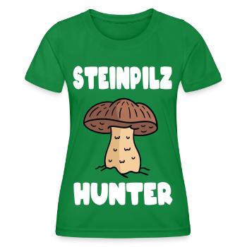 Steinpilz Pilzsammler Pilz Hunter - Frauen Funktions-T-Shirt - Kelly Green - Vorne - AI Model Female 172 dark (172cm)
