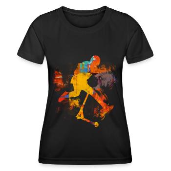 trottinette freestyle - T-shirt sport Femme - noir - Devant - AI Model Female 172 light (172cm)