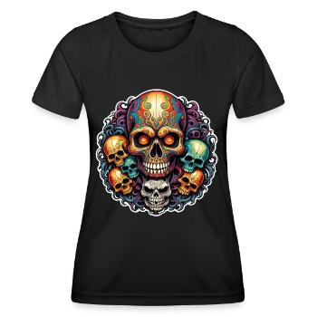 Decorative Large Skull with Small Skulls - Women's Functional T-Shirt - black - Front - AI Model Female 172 light (172cm)