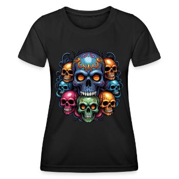 Decorative Large Skull with Small Skulls - Women's Functional T-Shirt - black - Front - AI Model Female 172 light (172cm)