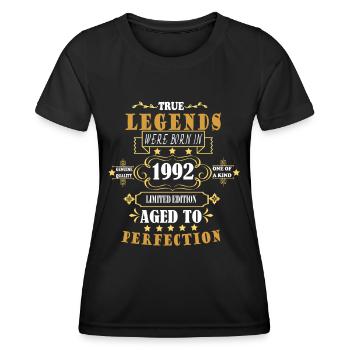 Jahrgang 1992 geboren Legenden Geburtstag Geschenk - Frauen Funktions-T-Shirt - Schwarz - Vorne - AI Model Female 172 light (172cm)