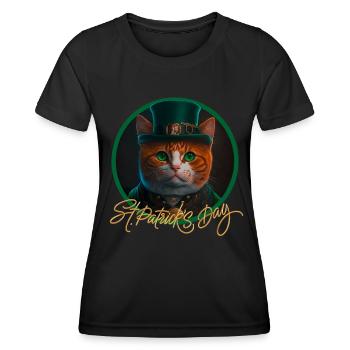 Chat de la Saint-Patrick - T-shirt sport Femme - noir - Devant - AI Model Female 172 light (172cm)