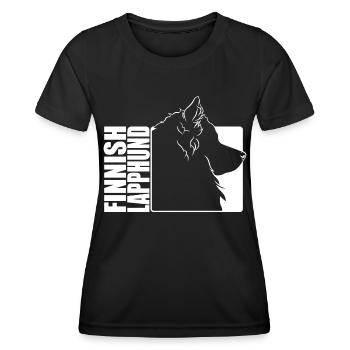 Finnish Lapphund Profile Dogs Dog Wilsigns - Women's Functional T-Shirt - black - Front - AI Model Female 172 light (172cm)