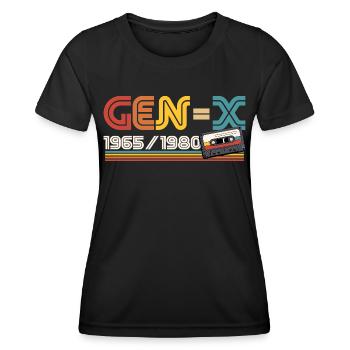 Gen-X 1965 / 1980 Generation X Gute Zeiten Retro - Frauen Funktions-T-Shirt - Schwarz - Vorne - AI Model Female 172 light (172cm)