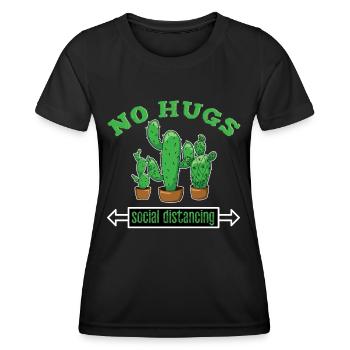 No hugs social distancing covid19 Geschenk Impfung - Frauen Funktions-T-Shirt - Schwarz - Vorne - AI Model Female 172 light (172cm)