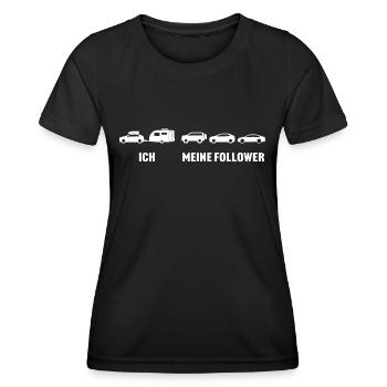 Wohnwagen camping ich meine follower - Frauen Funktions-T-Shirt - Schwarz - Vorne - AI Model Female 172 light (172cm)