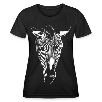 Zebra Zebrastreifen | Schwarz Weiß Gestreift - Frauen Funktions-T-Shirt - Schwarz - Vorne - AI Model Female 172 light (172cm)