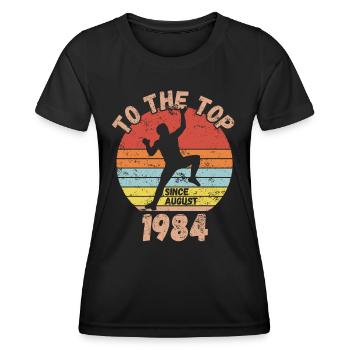 Birthday Climbing Bouldering since August 1984 - Women's Functional T-Shirt - black - Front - AI Model Female 172 light (172cm)