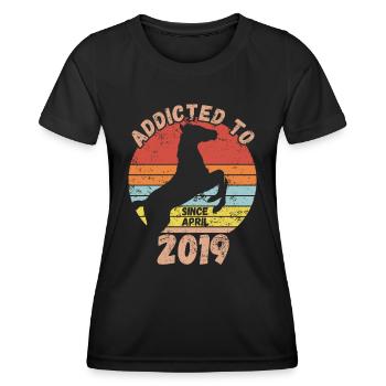 Anniversaire Équitation Avril 2019 - T-shirt sport Femme - noir - Devant - AI Model Female 172 light (172cm)