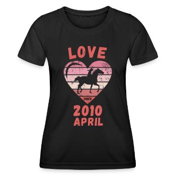 Love Pferde Reiten Geburtstag April 2010 - Frauen Funktions-T-Shirt - Schwarz - Vorne - AI Model Female 172 light (172cm)