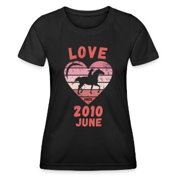 Love Pferde Reiten Geburtstag Juni 2010 - Frauen Funktions-T-Shirt - Schwarz - Vorne - AI Model Female 172 light (172cm)