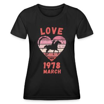 Love Horse Riding Birthday March 1978 - Women's Functional T-Shirt - black - Front - AI Model Female 172 light (172cm)