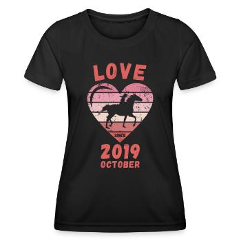 Amour équitation anniversaire Octobre 2019 - T-shirt sport Femme - noir - Devant - AI Model Female 172 light (172cm)