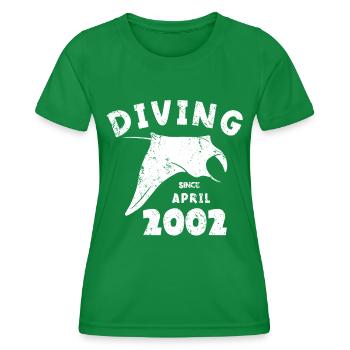 Anniversaire du plongeur - Plongée depuis avril 2002 - T-shirt sport Femme - vert - Devant - AI Model Female 172 dark (172cm)
