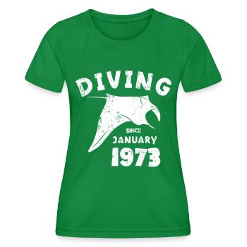 Diver Birthday - Diving since January 1973 - Women's Functional T-Shirt - kelly green - Front - AI Model Female 172 dark (172cm)