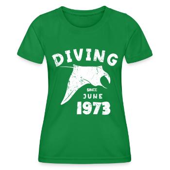Diver Birthday - Diving since June 1973 - Women's Functional T-Shirt - kelly green - Front - AI Model Female 172 dark (172cm)