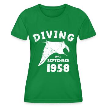 Diver Birthday - Diving since September 1958 - Women's Functional T-Shirt - kelly green - Front - AI Model Female 172 dark (172cm)
