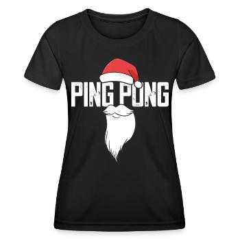 Ping Pong Christmas Hat Table Tennis Bat - Women's Functional T-Shirt - black - Front - AI Model Female 172 light (172cm)