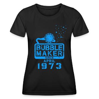 Diver Birthday Bubblemaker since April 1973 - Women's Functional T-Shirt - black - Front - AI Model Female 172 light (172cm)